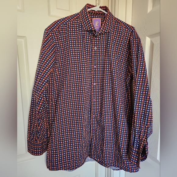 Robert Lewis Other - Robert Lewis Downtown Cotton Long Sleeve Shirt Geometric Circles Colorful XL